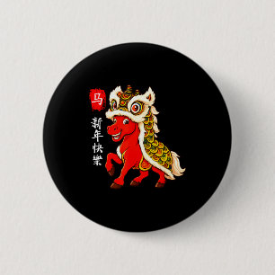 Jahr des Pferdes Lunar Neujahr Lustiges Chinesisch Button