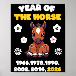 Jahr des Pferdes Süßes Zodiak-Tier 2026 Design Poster