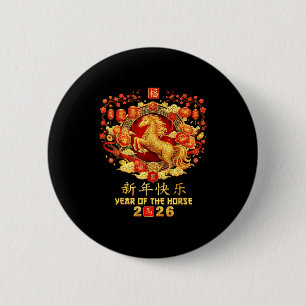 Jahr des Pferdes Zodiac 2026 Chinesisches Neujahr Button