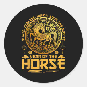 Jahr des Pferdes Zodiac Happy Chinesisches Neujahr Runder Aufkleber