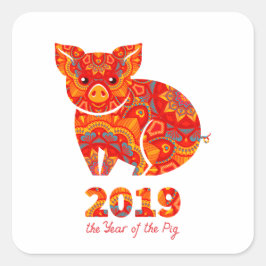 Jahr des PIG 2019 Quadratischer Aufkleber