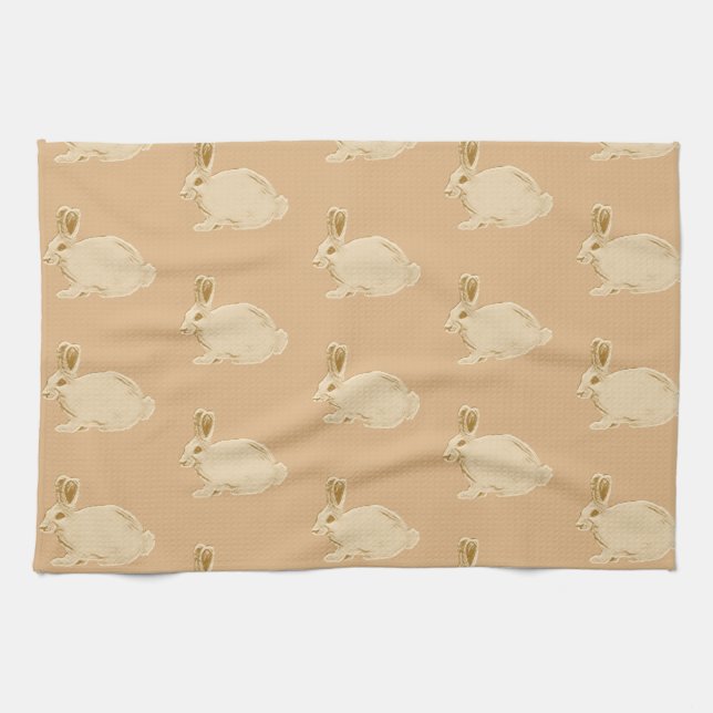 Jahr des Rabbit Ecru Küchentüchers Geschirrtuch (Horizontal)