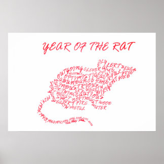 Jahr des Ratten Calligram Poster