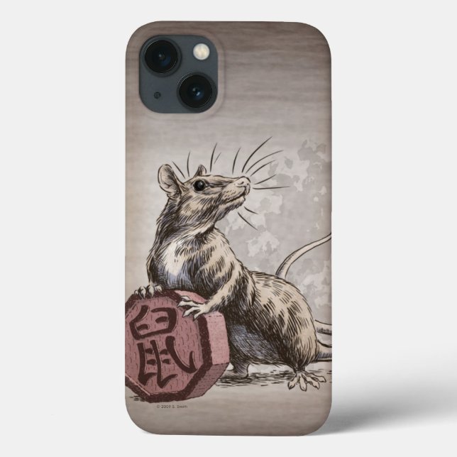 Jahr des Ratten Chinesisch Zodiac Art iPhone Case (Rückseite)