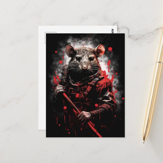 Jahr des Ratten Samurai Postkarte (Vorderseite/Rückseite Beispiel)