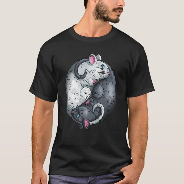 Jahr des Ratten Ying Yang Happy Chinesisch Neujahr T-Shirt (Vorderseite)