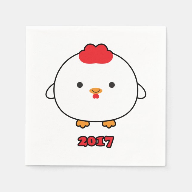 Jahr des Rosters 2017 Papier Napkins Serviette (Vorderseite)