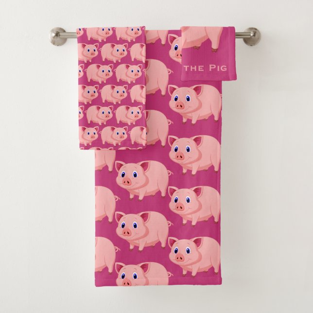 Jahr des Schweine-Design-Badetuch-Set Badhandtuch Set (Insitu)