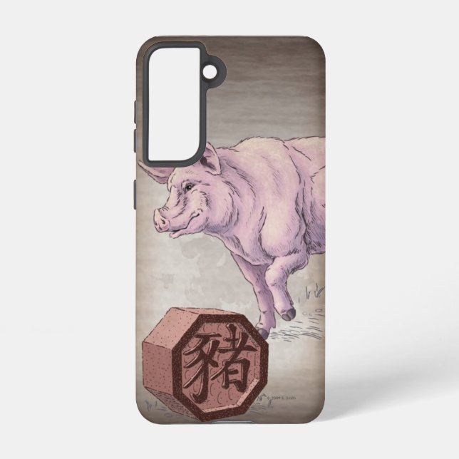 Jahr des Schweins (Schwein) Chinesische Kunst der  Samsung Galaxy Hülle (Rückseite)
