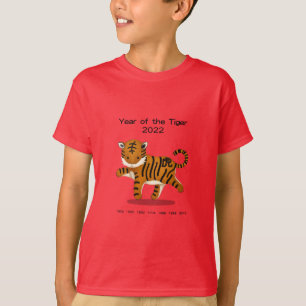 Jahr des Tiger 2022 Niedlich Zodiac Animal Red T-Shirt