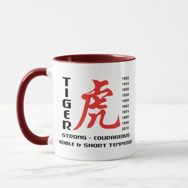 Jahr des Tiger-chinesischen Astrologie-Geschenks Tasse (Links)
