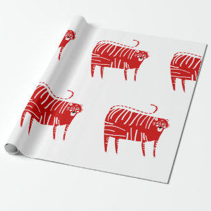JAHR DES TIGER RED Wrapping Paper Geschenkpapier