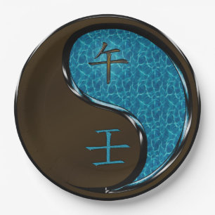 Jahr des Wasserpferdes Pappteller