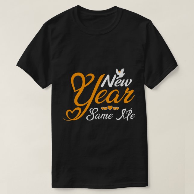"Jahr" Golden Script Herz Typografie T-Shirt (Design vorne)