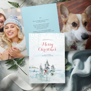 Jahr im Überblick Wintery Watercolor Weihnachtskar Dreifach Gefaltete Urlaubskarte