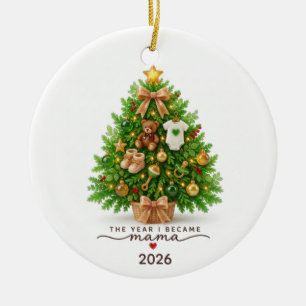 Jahr, in dem ich Mama wurde, benutzerdefinierter W Keramik Ornament