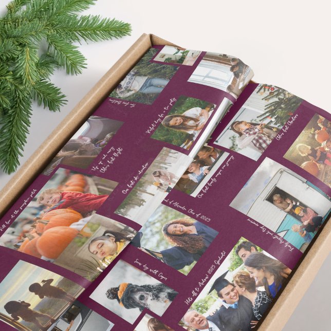 Jahr in Moments 25-Familie FotoCollage & Captions Seidenpapier (Year in Moments 25 Family Photo Collage & Captions Tissue Paper)