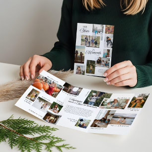 Jahr in Moments Family Foto Collage Weihnachten Dreifach Gefaltete Urlaubskarte