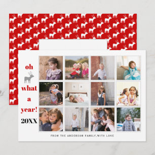 Jahr in Überprüfung Oh Hirsche, was ein Jahr rotes Feiertagskarte