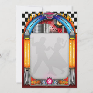 Jahr-Party Einladungen, Fünfzigerjahre Rock'n'Roll Mitteilungskarte