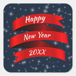 Jahr verändern Text glücklich Neues Jahr 20xx Red  Quadratischer Aufkleber