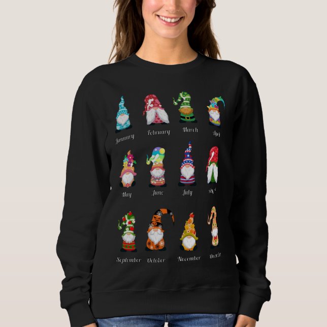Jahr voll von Gnomes Lover Design Monatlicher Gnom Sweatshirt (Vorderseite)