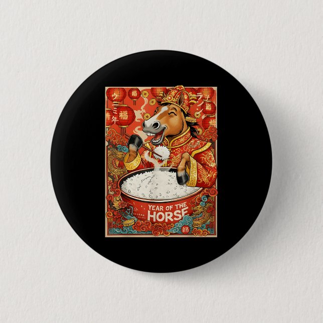 Jahr Zodiak Chinesisches Pferd Reis Button (Vorderseite)