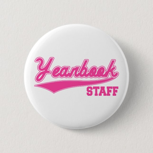 Jahrbuch-Personal (Baseball-Skript-Rosa) Button (Vorderseite)