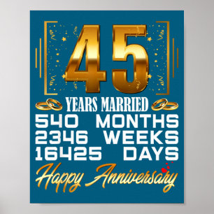 Jahre 45 Verheiratet 45. Hochzeitstag Poster