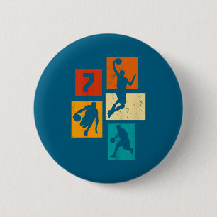 Jahre Spieler Alt 7. Basketball 7 Basketball Spaß Button