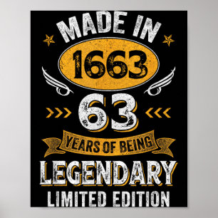 Jahre Vintage 1963 63 Alt Geburtstag Poster