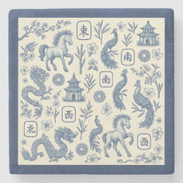 Jahres-des-Pferdes-Mahjong-Toile-Steinuntersetzer Steinuntersetzer
