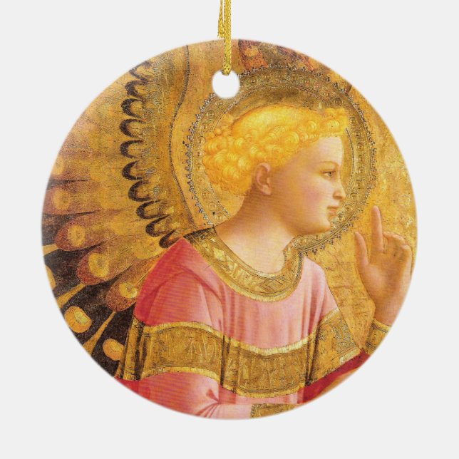 JAHRESANGEL IN GOLD PINK Weihnachten Keramikornament (Hinten)