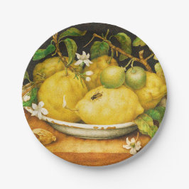 JAHRESFRÜCHTE, LEMONS LEMON BLUME Gelb Pappteller