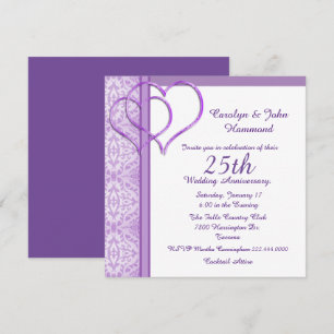 Jahresgedenkfeier-Einladung Purple Hearts Hochzeit Einladung