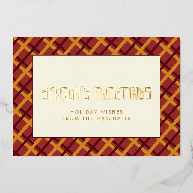 Jahresgrüße Mitte des Jahrhunderts Folien Feiertagskarte (Vorderseite)