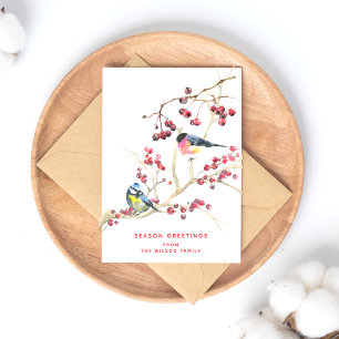 Jahresgrüße - Weihnachtsgrün und Vogel Postkarte