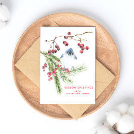 Jahresgrüße - Weihnachtsgrün und Vogel Postkarte