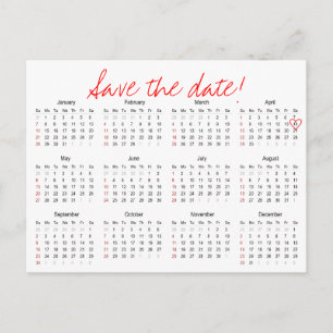 Jahreskalender 2018 Save the Date Postkarte
