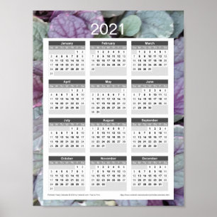 Jahreskalender 2021 - Lila Blätter Poster