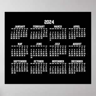 Jahreskalender 2024 Poster Black
