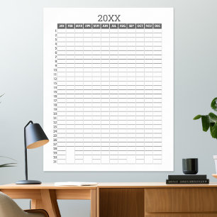 Jahreskalender -- Grauer weißer Zielplaner Poster