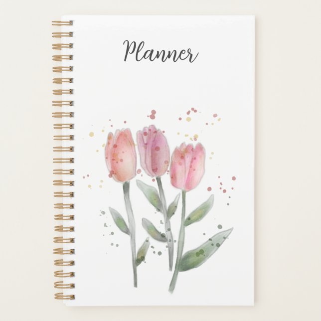 Jahresplaner Tulpen Wasserfarbe Planer (Vorderseite)