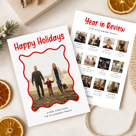 Jahresrückblick Familien-Tier-Fotocollage Weihnach Feiertagskarte
