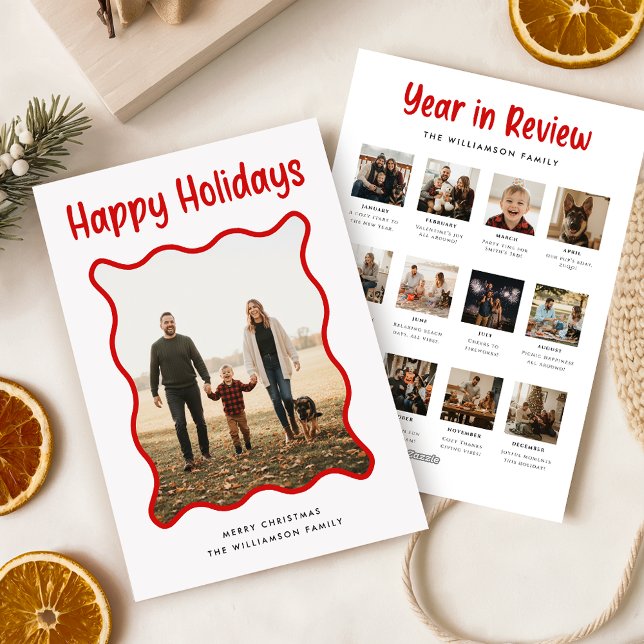 Jahresrückblick Familien-Tierfoto-Collage Weihnach Feiertagskarte (Von Creator hochgeladen)