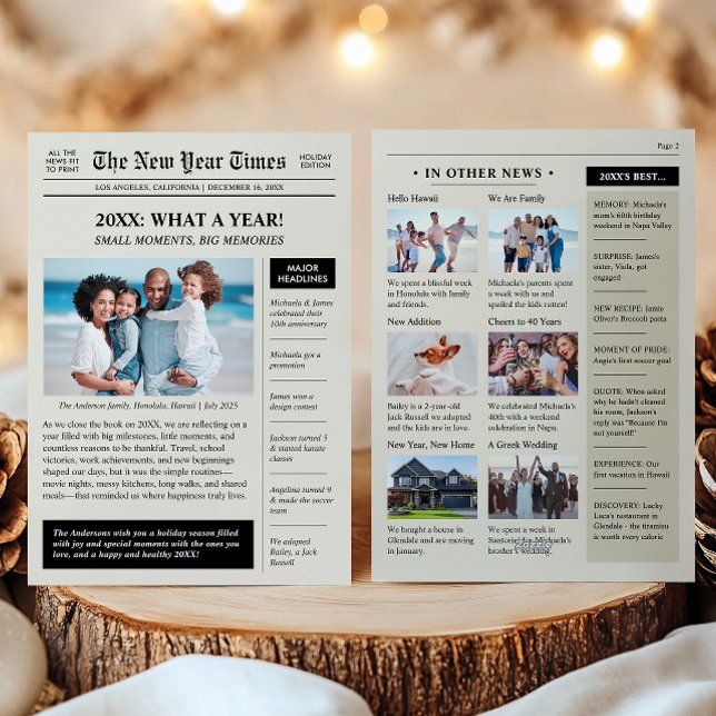 Jahresrückblick Frohes Neues Jahr Zeitung Feiertagskarte (Von Creator hochgeladen)