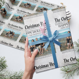 Jahresrückblick-Zeitung Persönliches Weihnachten Geschenkpapier