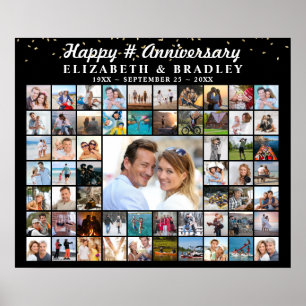 Jahrestag 59 Foto Collage Confetti Personalisiert Poster