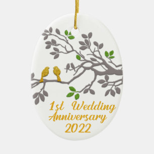 Jahrestag der Hochzeit 2022   Einzigartige Geschen Keramik Ornament