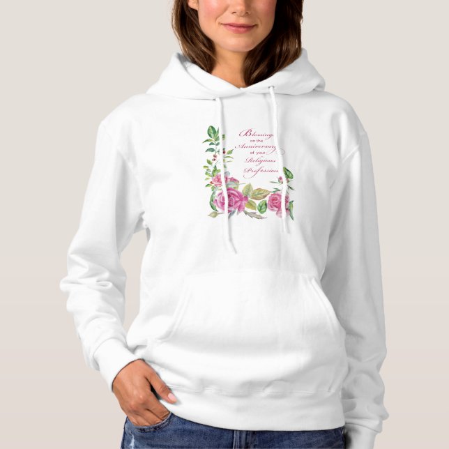 Jahrestag der religiösen Tätigkeit Pink Roses Hoodie (Vorderseite)